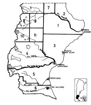 Territorio de Santa Cruz, subdivision vigente 1920 zonas